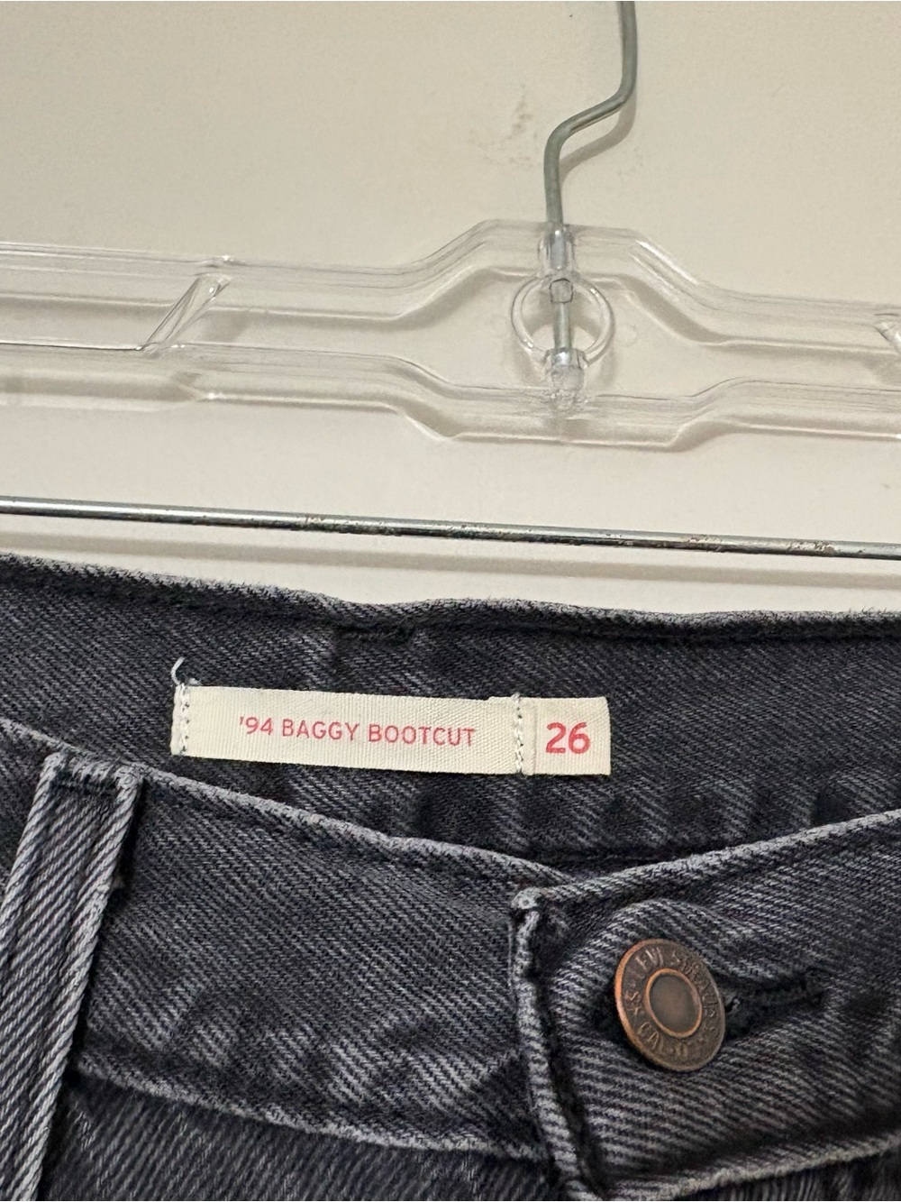 Levi’s 94 Baggy Bootcut Gray Jeans Size 26 Relaxed Wide Leg Y2K Denim - Picture 5 of 10